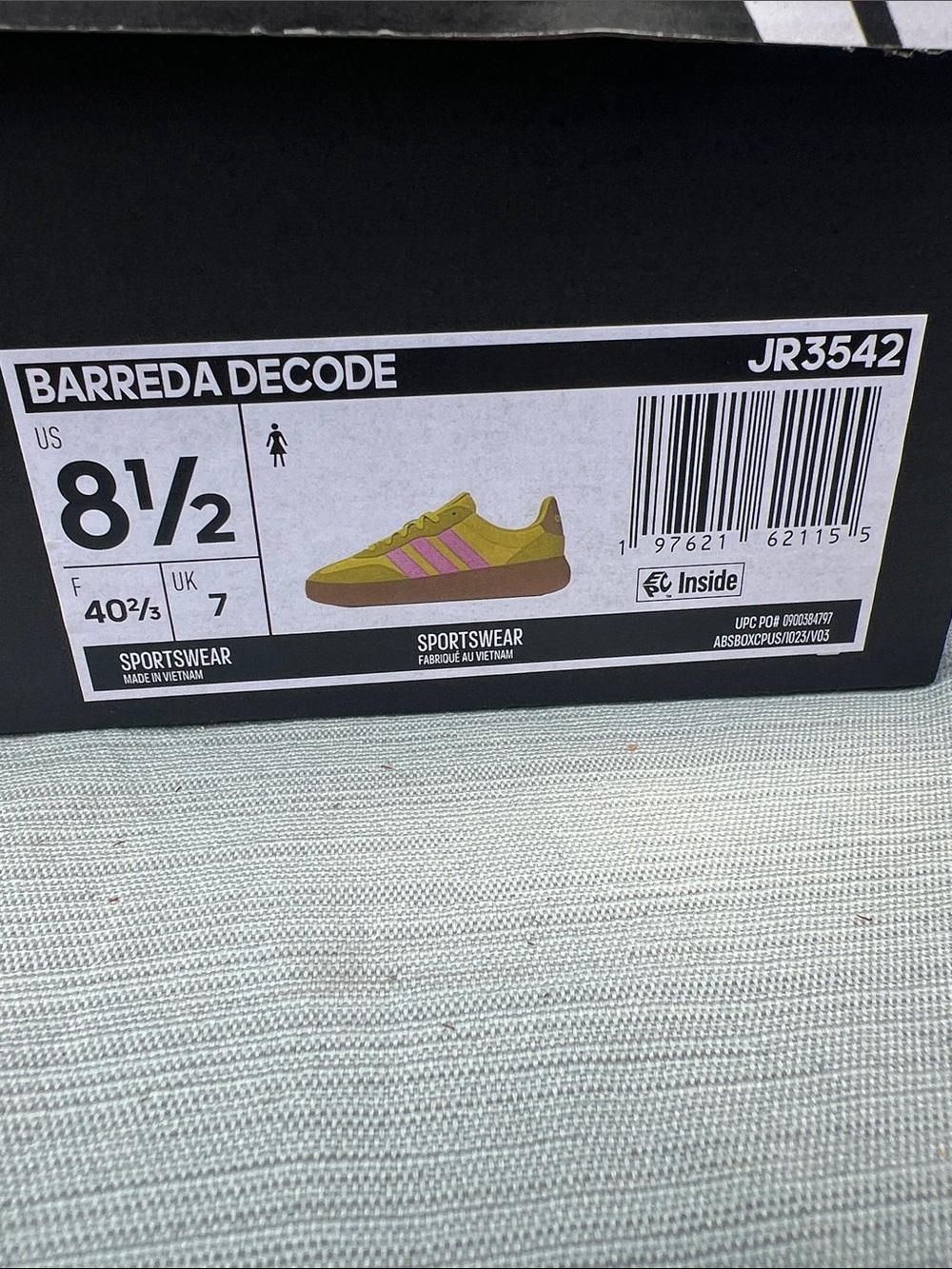 Adidas Yellow Sneakers with Pink Stripes and Gum Sole - Picture 5 of 6
